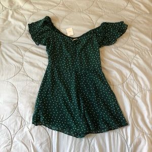 Urban Outfitters Green Polka Dot Romper